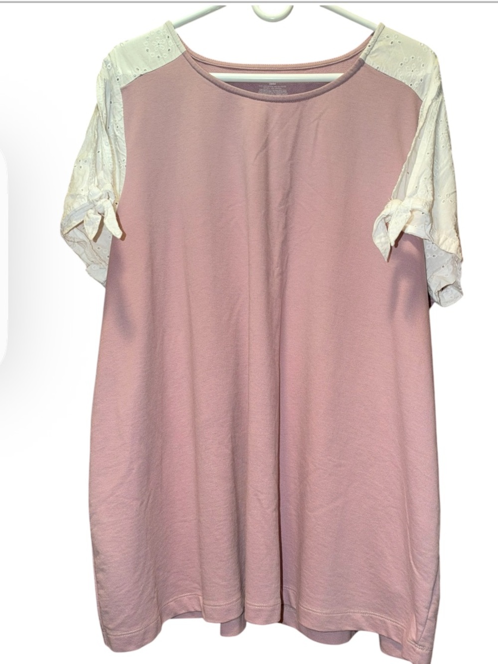 Lane Bryant Mauve Knit Top with Ivory Eyelet Tie Sleeves